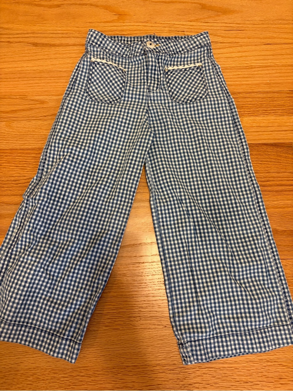 Zara Blue Gingham Wide-Leg Kids Pants